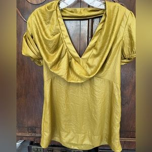 BCBG MAXAZRIA mustard blouse.